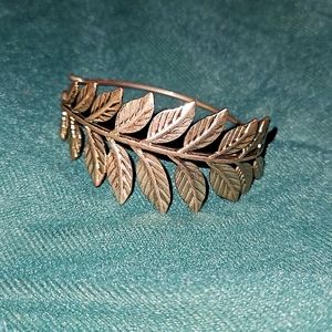 Vintage leaf bangle cuff bracelet